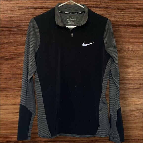 NIKE AEROREACT 1/4 ZIP PULLOVER RUNNING JACKET BLACK/GREEN WOMEN'S SZ LG - Picture 1 of 5